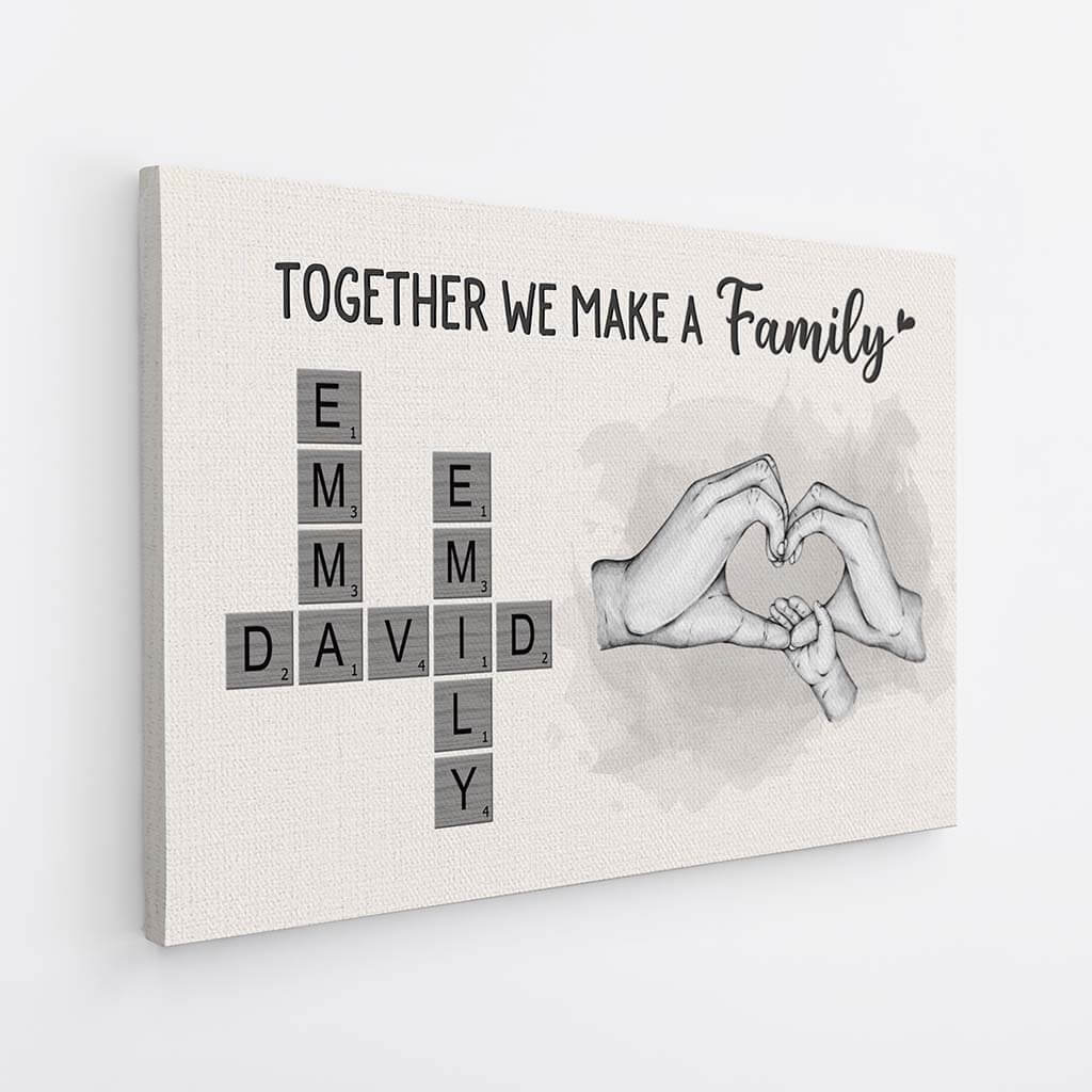 Together We Make a Family - Personalised Custom Crossword Canvas / Poster