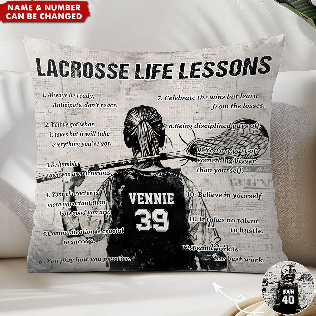 Personalized Lacrosse Life Lessons Pillow - Gift For Lacrosse Lovers