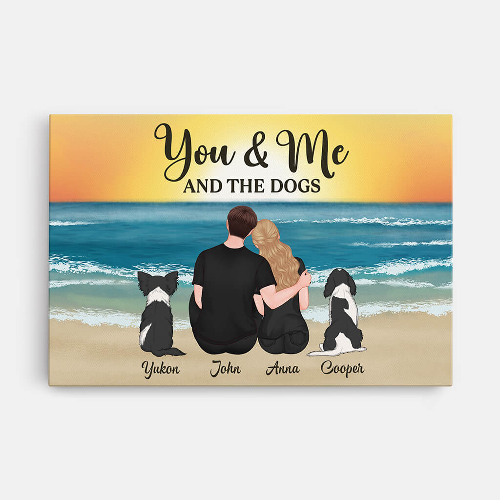 You & Me And The Dogs - Personalised Custom Couple Canvas / Poster