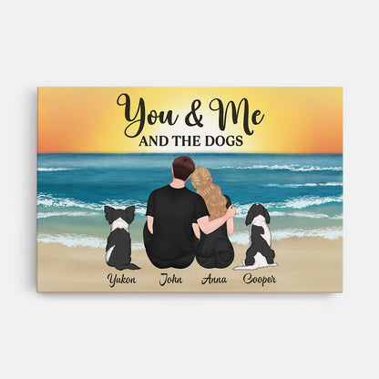 You & Me And The Dogs - Personalised Custom Couple Canvas / Poster