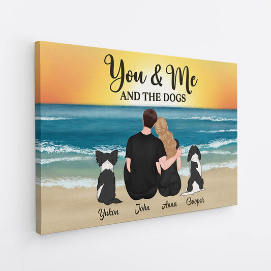 You & Me And The Dogs - Personalised Custom Couple Canvas / Poster