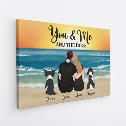You & Me And The Dogs - Personalised Custom Couple Canvas / Poster