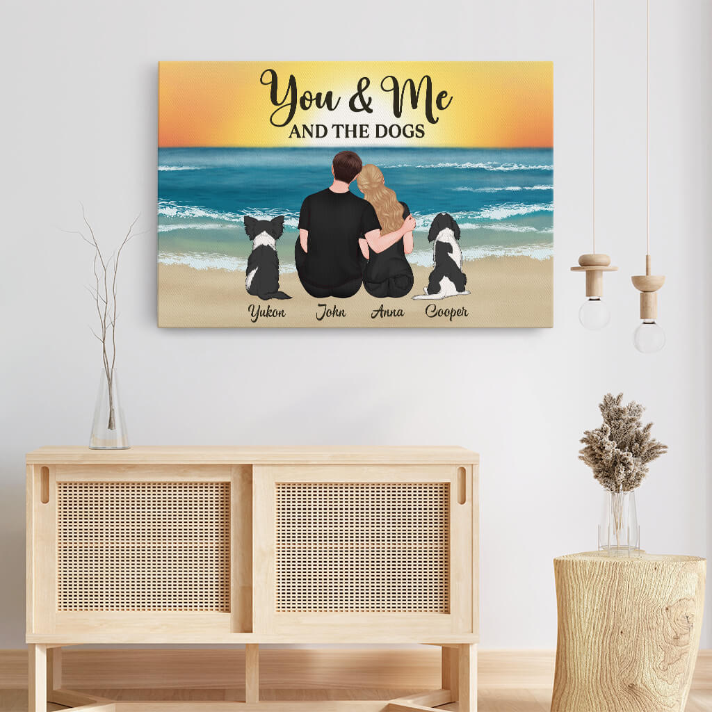 You & Me And The Dogs - Personalised Custom Couple Canvas / Poster