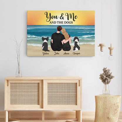 You & Me And The Dogs - Personalised Custom Couple Canvas / Poster