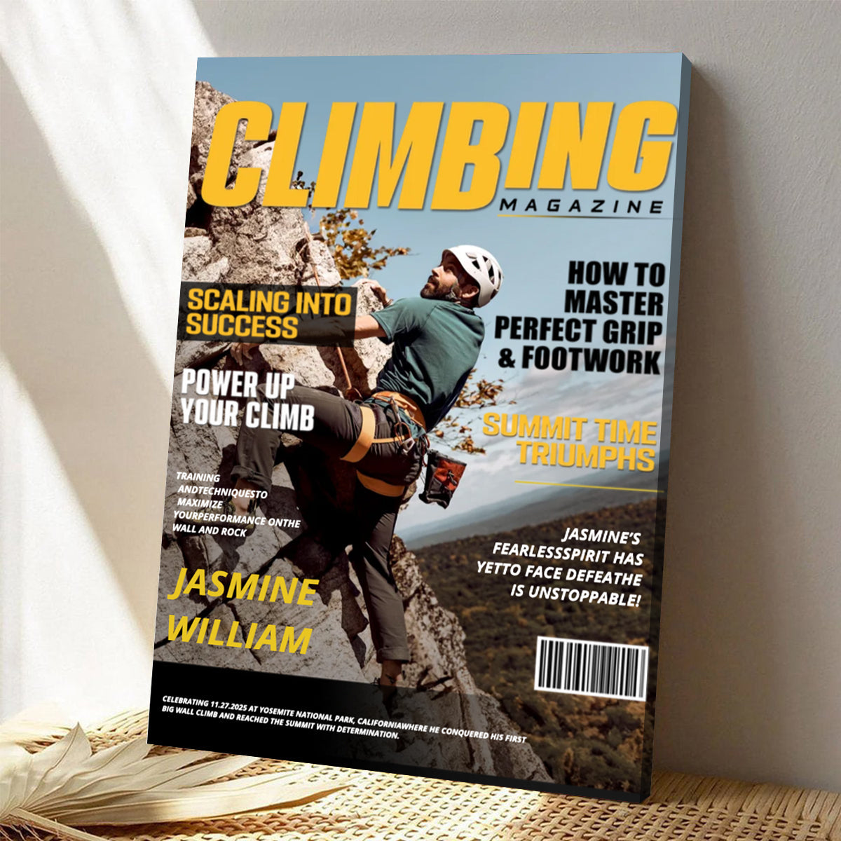 Custom Climbing Magazine Cover for Dad with personalized design details for meaningful gifting
