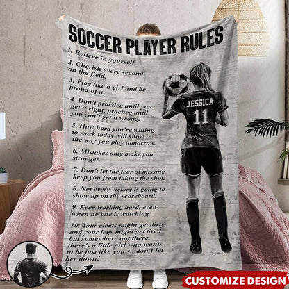 Personalized Soccer Blanket for Kids - Gift for Soccer Lovers