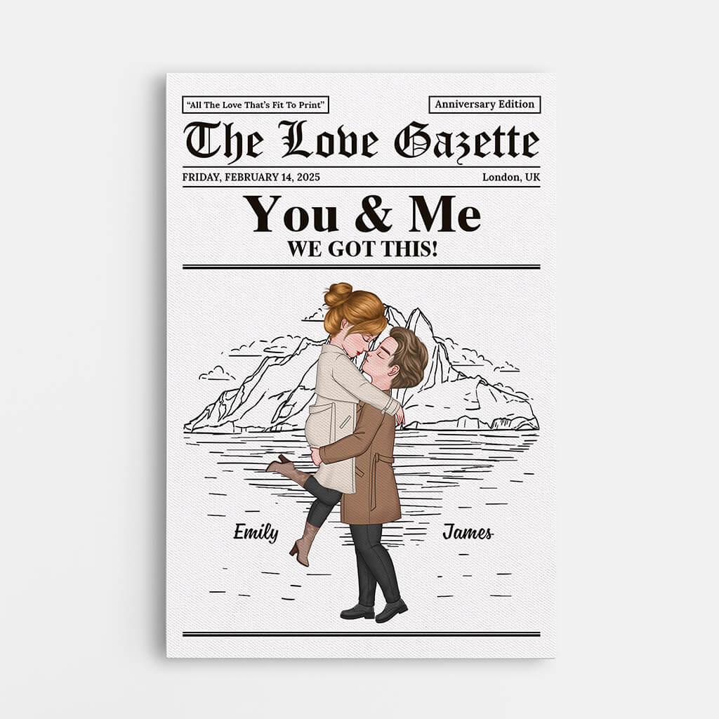 You & Me We Got This - Personalised Custom Couple Newsppaer Canvas / Poster
