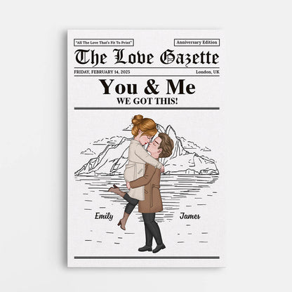 You & Me We Got This - Personalised Custom Couple Newsppaer Canvas / Poster