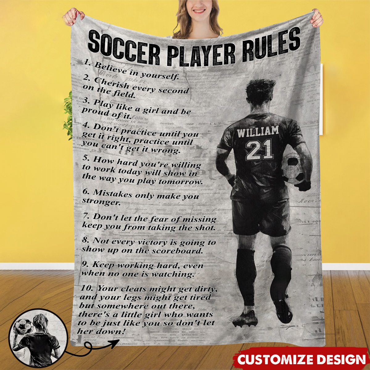 Personalized Soccer Blanket for Kids - Gift for Soccer Lovers