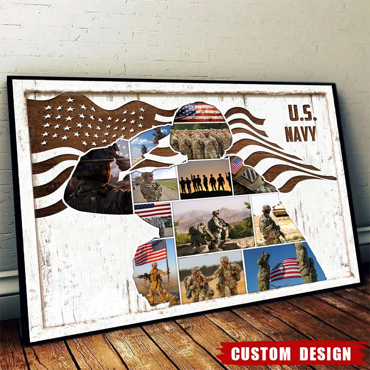 Personalized US Military Photo Collage Poster / Canvas - Gift for Veterans & Soldiers