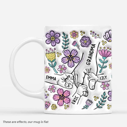 Holding Grandmas Hand - Personalised Purple Floral Mug