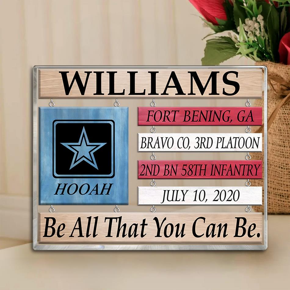 Custom US Army Boot Camp Graduation Acrylic Plaque - Gift for Soldier or Veteran