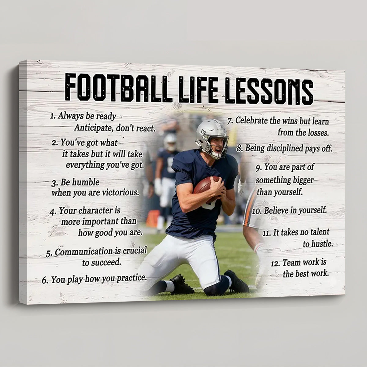 Personalized Custom Photo Football Life Lessons Poster / Canvas - Custom Gift For Football Lover