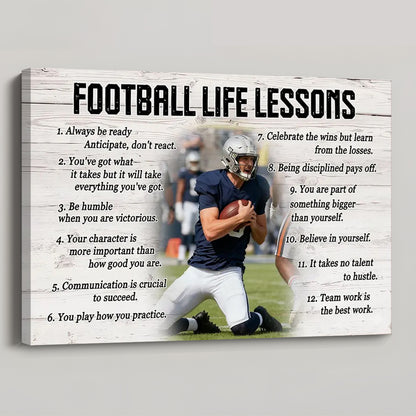 Personalized Custom Photo Football Life Lessons Poster / Canvas - Custom Gift For Football Lover