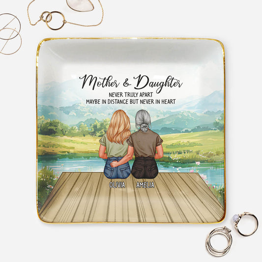 Personalized Mother Daughter Jewelry Dish: 'Never Truly Apart' Keepsake