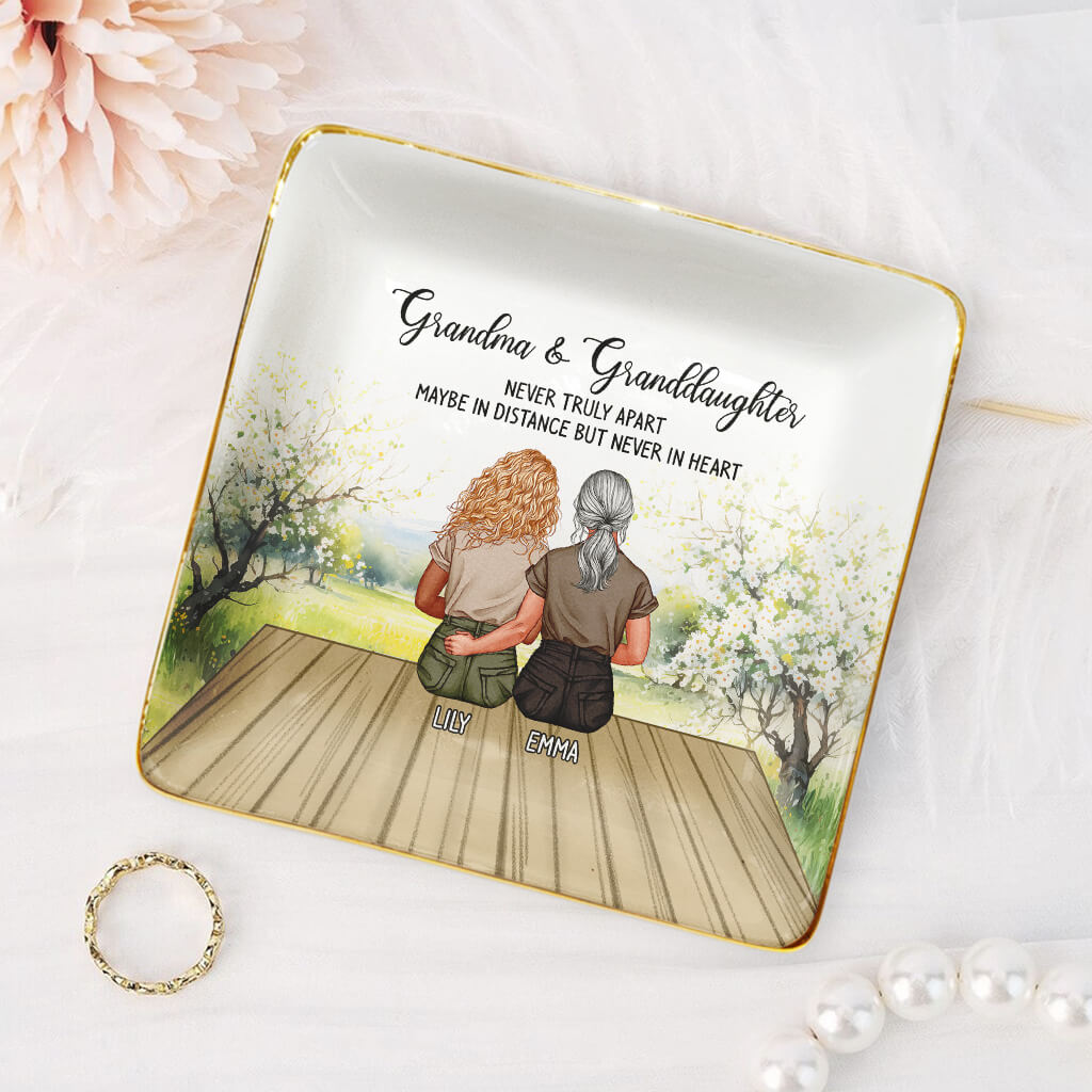 Personalized Mother Daughter Jewelry Dish: 'Never Truly Apart' Keepsake