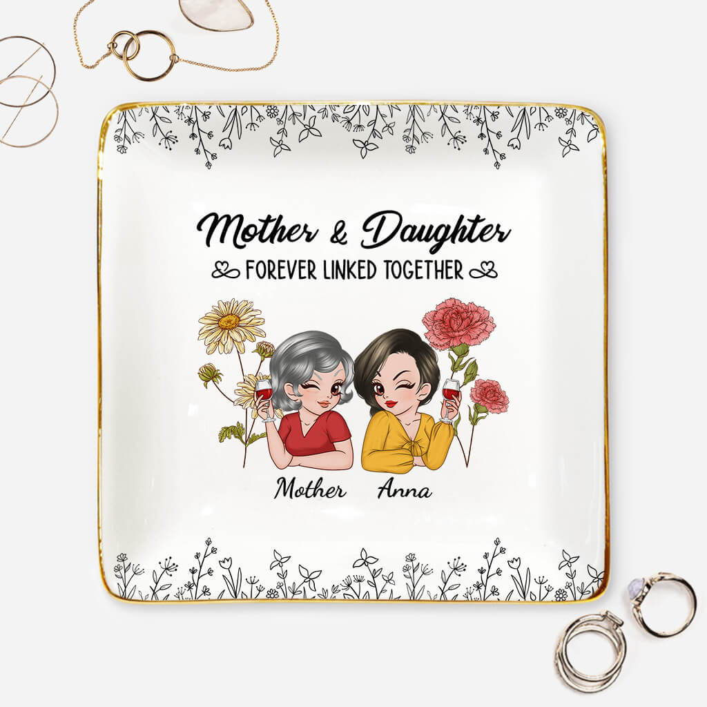 “Forever Linked” Mother & Daughter Jewelry Dish - Personalized Keepsake Gift for Her
