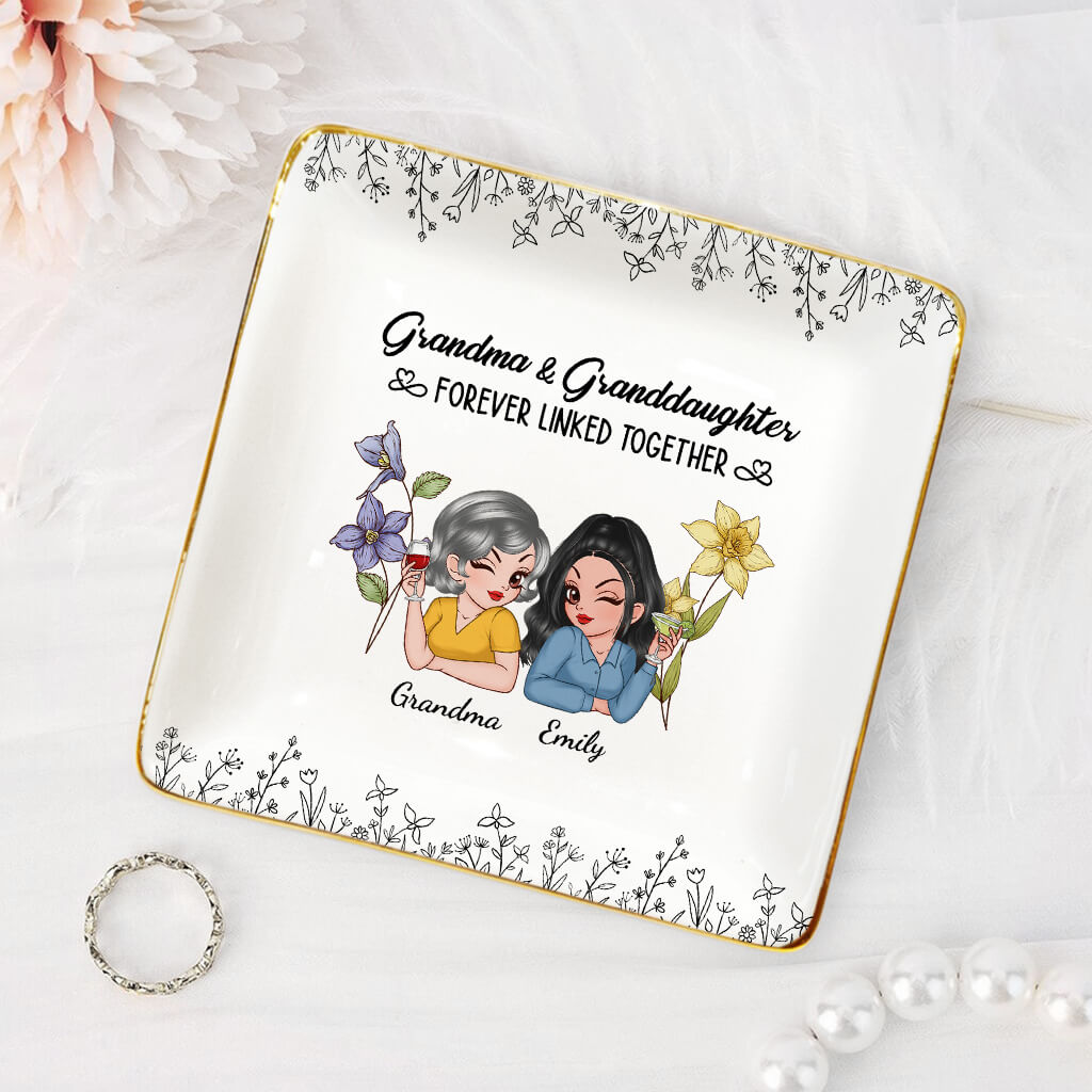 “Forever Linked” Mother & Daughter Jewelry Dish - Personalized Keepsake Gift for Her