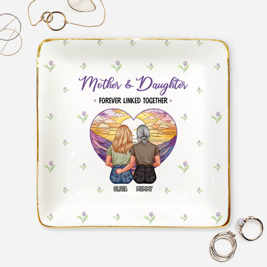 Forever Linked Together - Personalized Mother & Daughter Jewelry Dish
