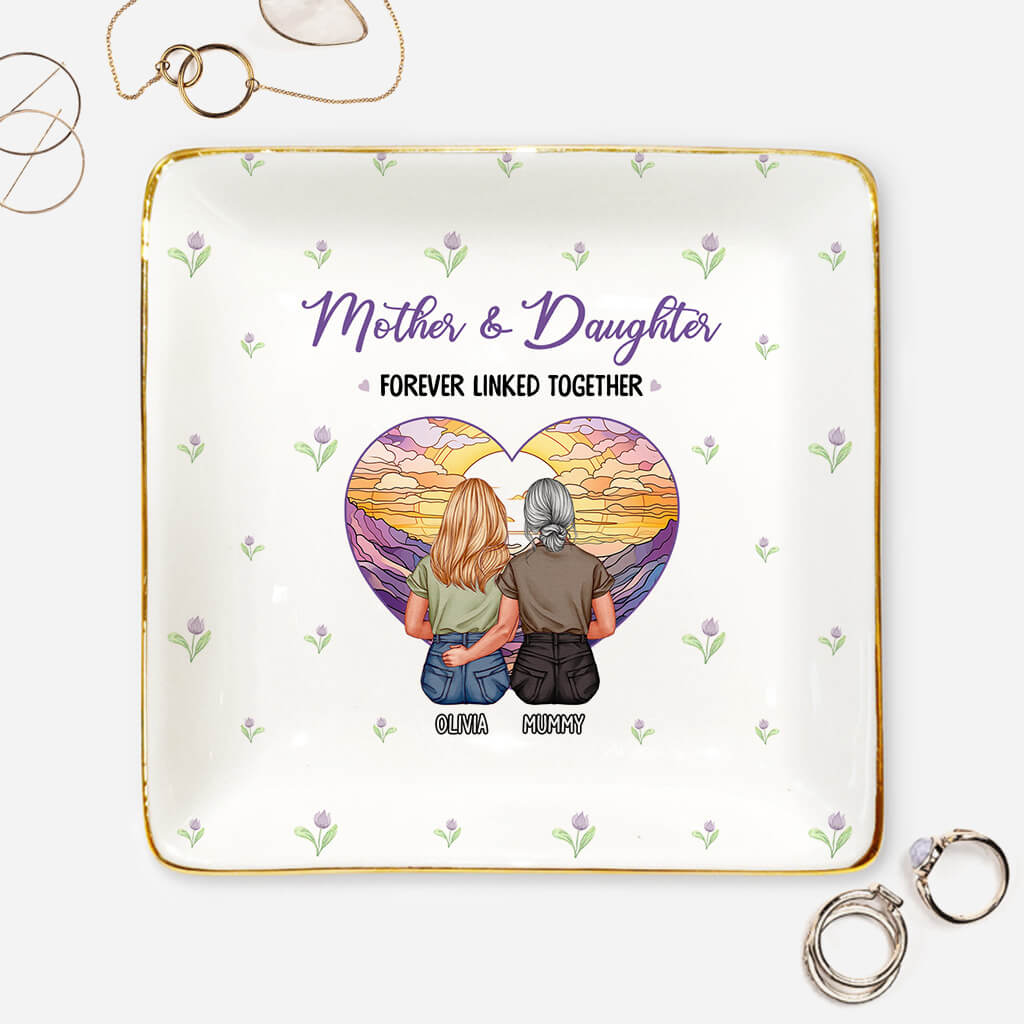 Forever Linked Together - Personalized Mother & Daughter Jewelry Dish
