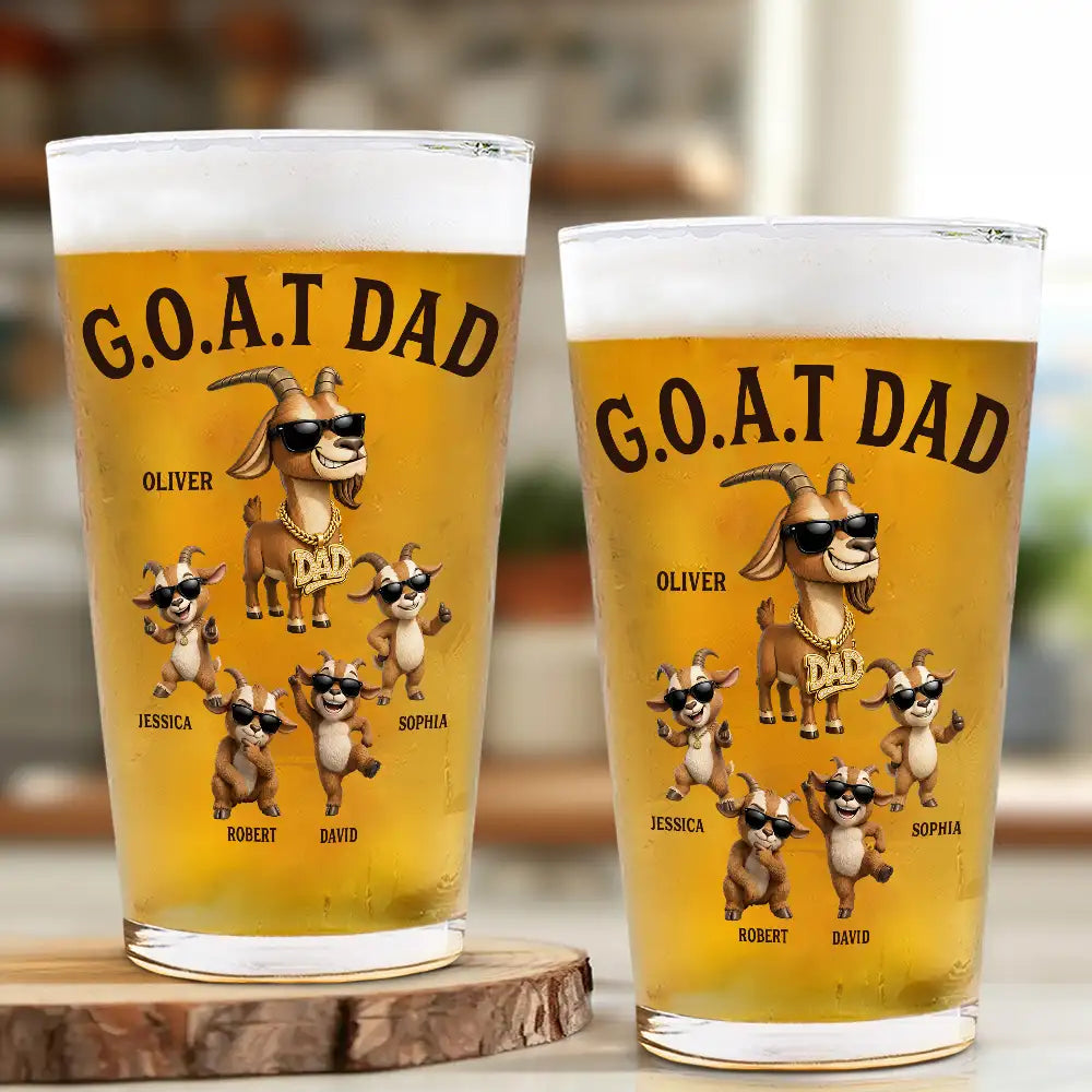 Personalized Goat Dad Beer Glass personalization view for Dad