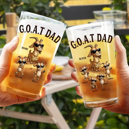 Mug material and size view - Personalized Goat Dad Beer Glass