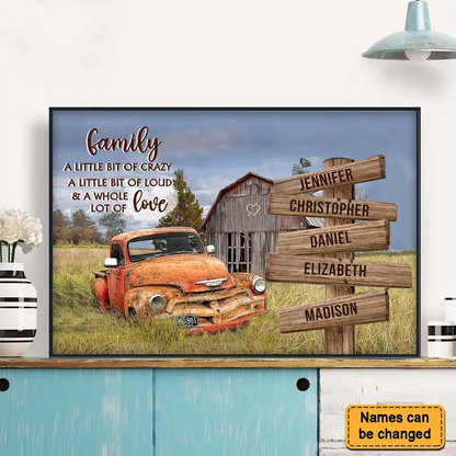 Personalized Family Rustic Canvas: "Crazy, Loud & A Whole Lot of Love"