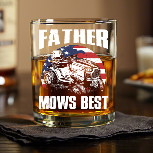 Custom Father Mows Best Retro Whiskey Glass - Father’s Day Photo Gift