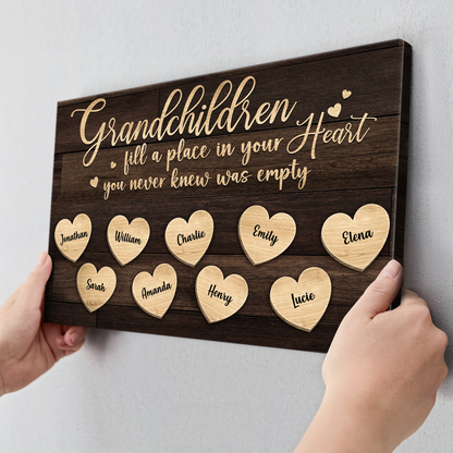 Heartfelt Personalized Canvas: "Grandchildren Fill Your Heart" for Grandparents