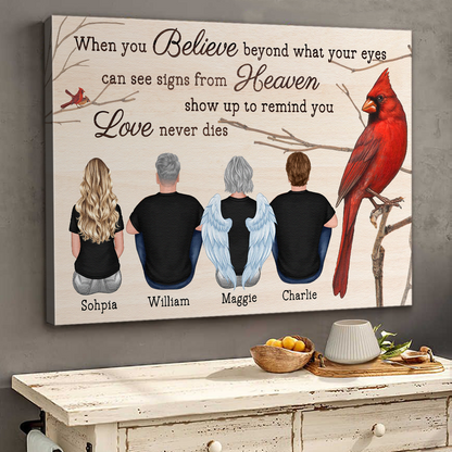 Custom Memorial For Loved One 'Love Never Dies' Canvas - Personalized Family Gift