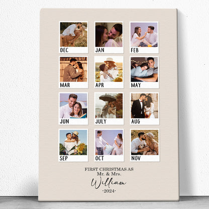 Personalized 'First Christmas As Mr & Mrs' Photo Canvas for Couples