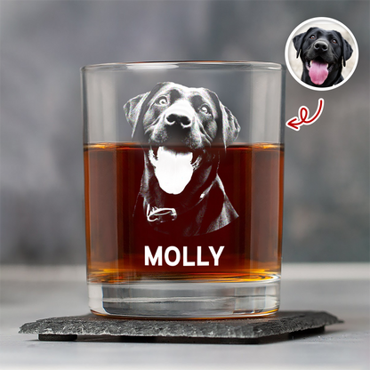 Personalized Custom Dog Photo Engraved Whiskey Glass - Gift For Dog Lovers