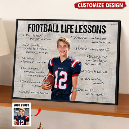 Personalized Football Life Lessons Poster / Canvas - Custom Photo Gift For Football Lovers