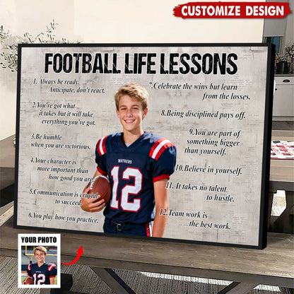 Personalized Football Life Lessons Poster / Canvas - Custom Photo Gift For Football Lovers
