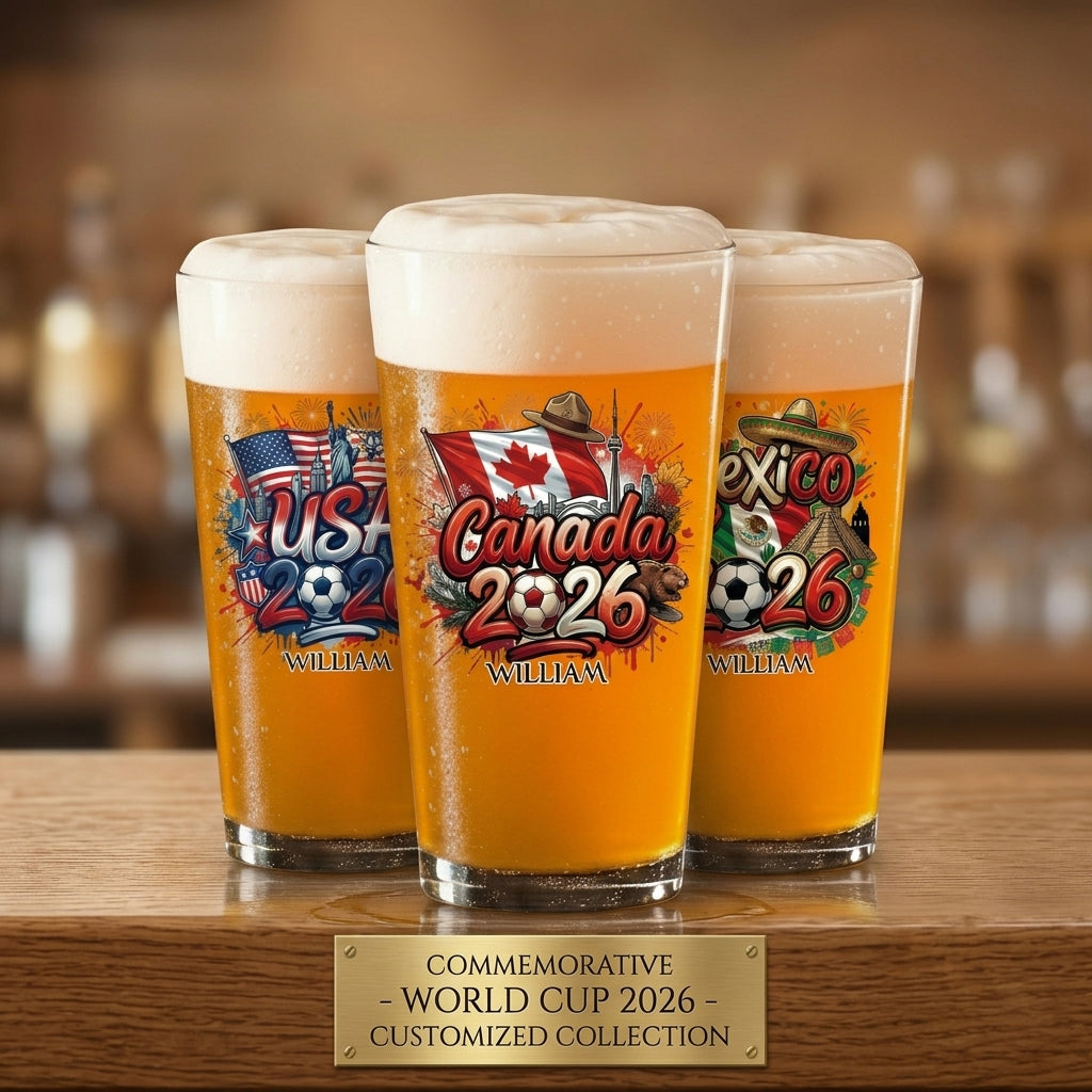 Personalized 2026 Soccer Beer Glass - Custom Name & Icon | Gift For Soccer Fans