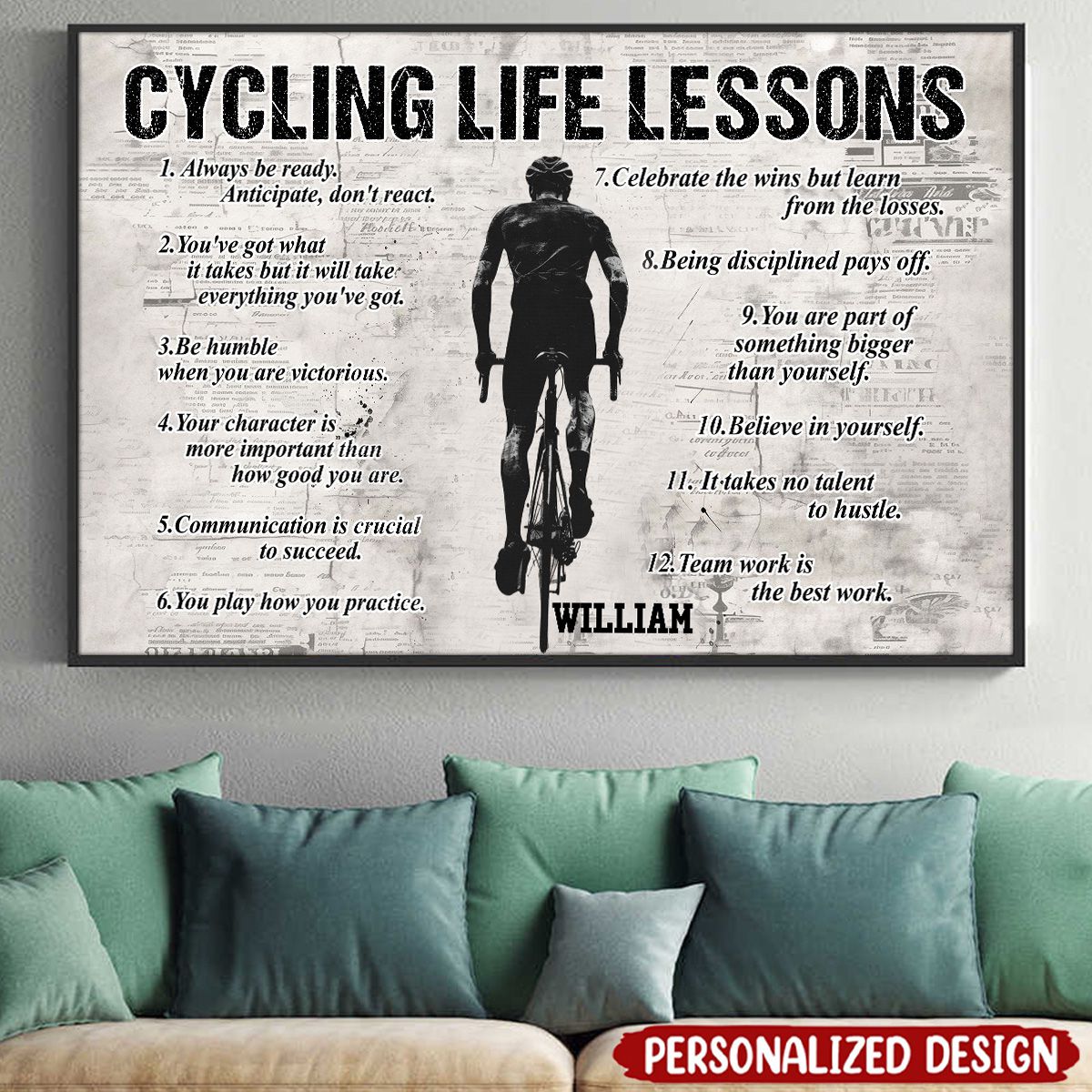 Personalized Cycling Life Lessons Poster / Canvas - Custom Gift For Cycling Lovers