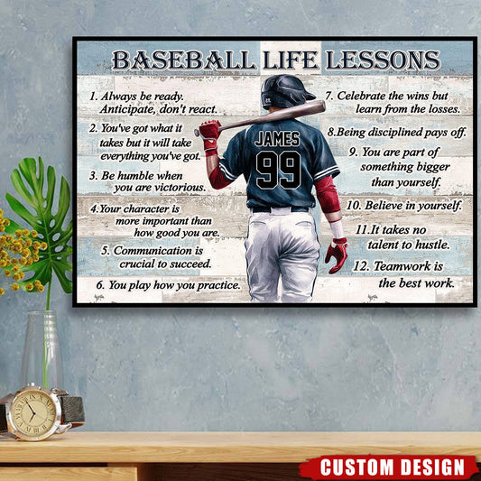 Personalized Baseball Life Lessons Poster / Canvas - Custom Gift For Baseball Lover