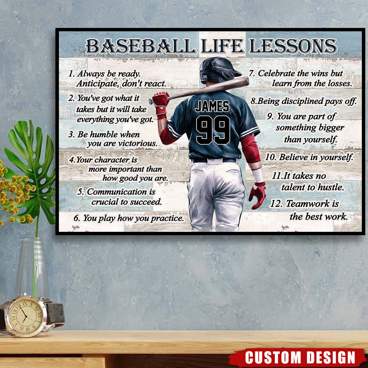 Personalized Baseball Life Lessons Poster / Canvas - Custom Gift For Baseball Lover