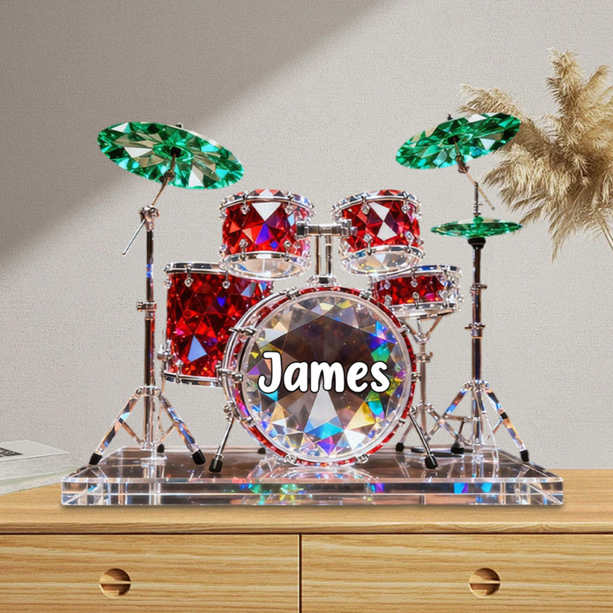 Custom Name Drum Set Acrylic Plaque -  Personalized Gift for Drummers