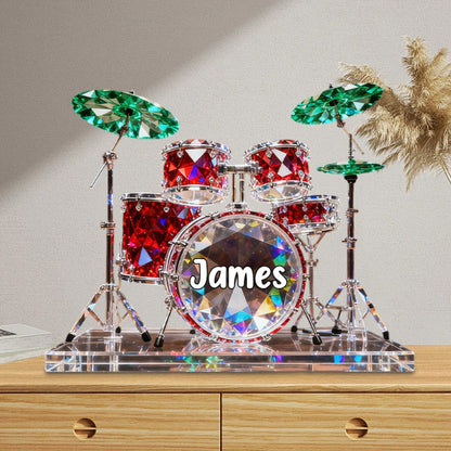 Custom Name Drum Set Acrylic Plaque -  Personalized Gift for Drummers