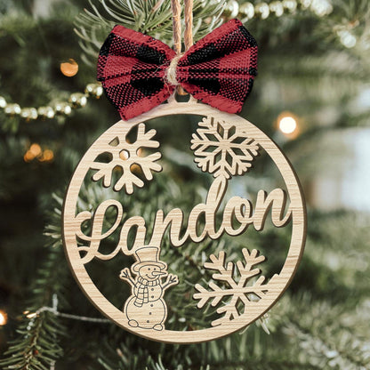 Christmas Custom Family & Pets Names - Personalized Custom Shaped Wooden Ornament