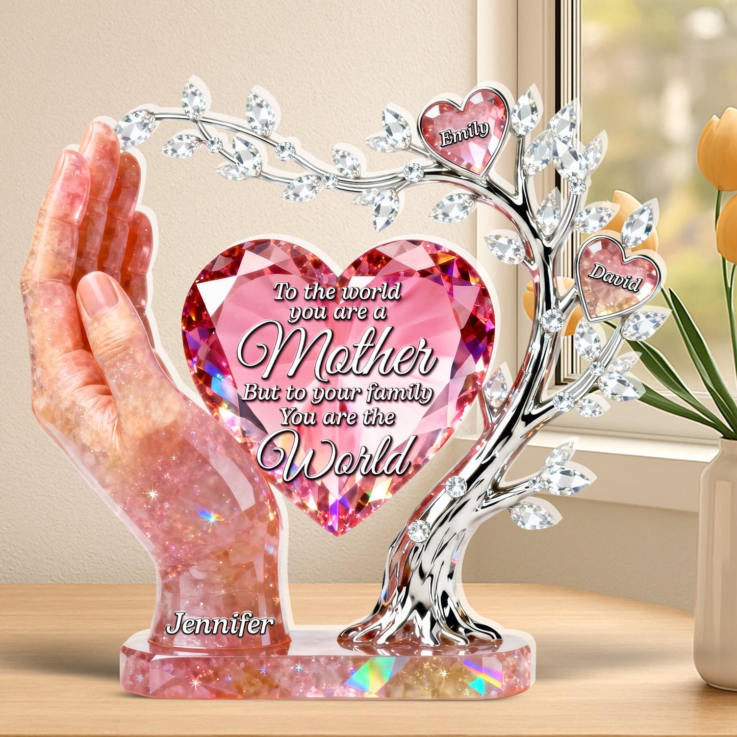 Personalized Heart of Family Acrylic Plaque – Custom Gifts For Mom