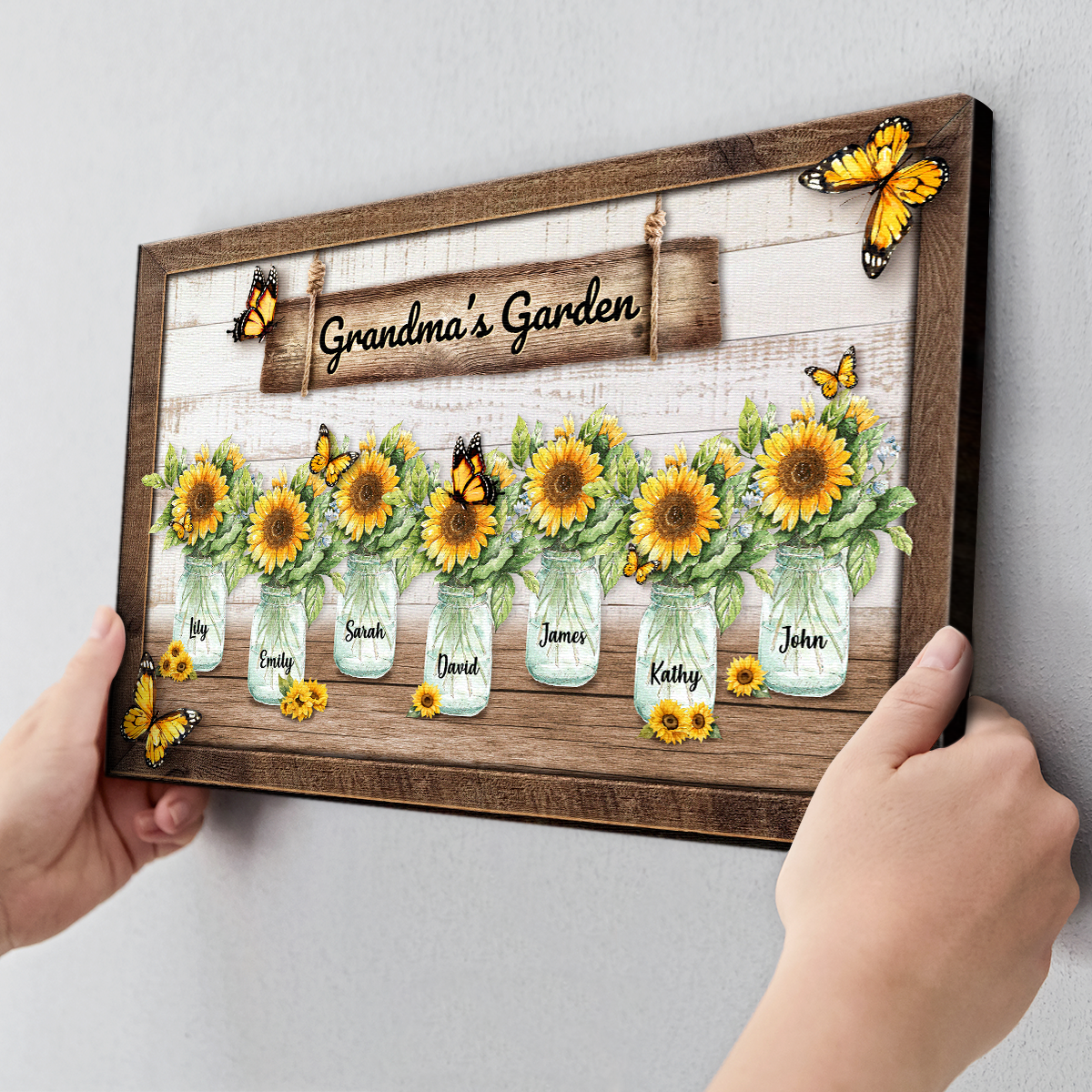 Personalized Customized Grandma's Sunflowers Garden Canvas / Poster - Custom Gift For Family Members