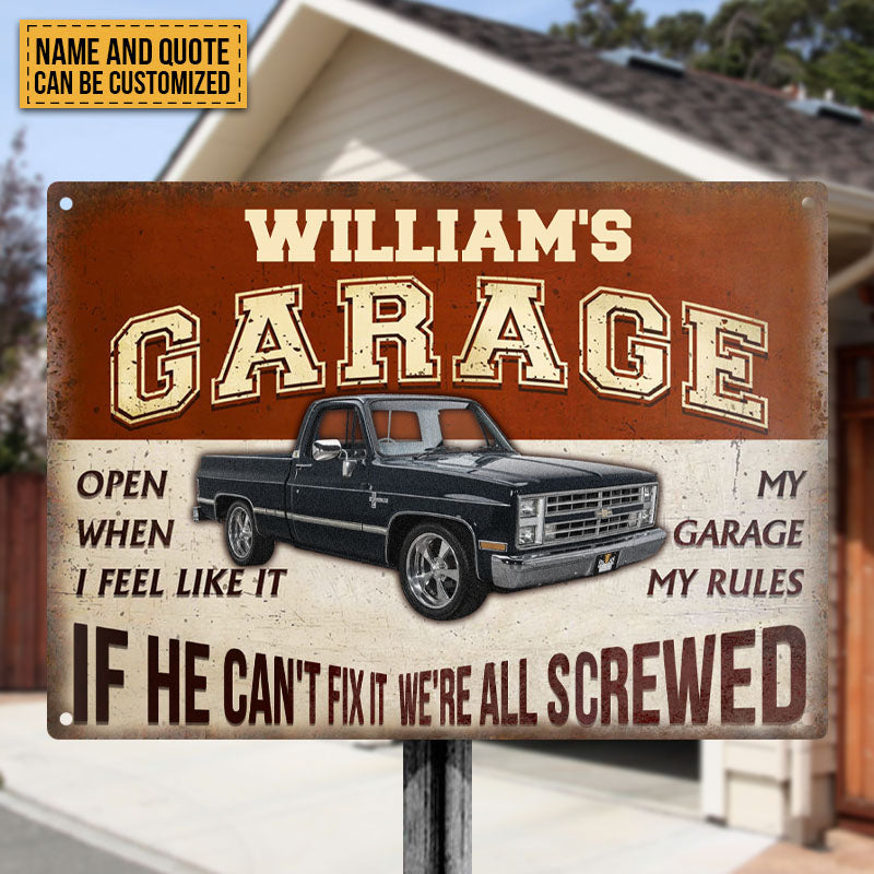 What Happened In The Garage Stays In The Garage - Personalized Custom Classic Metal Signs