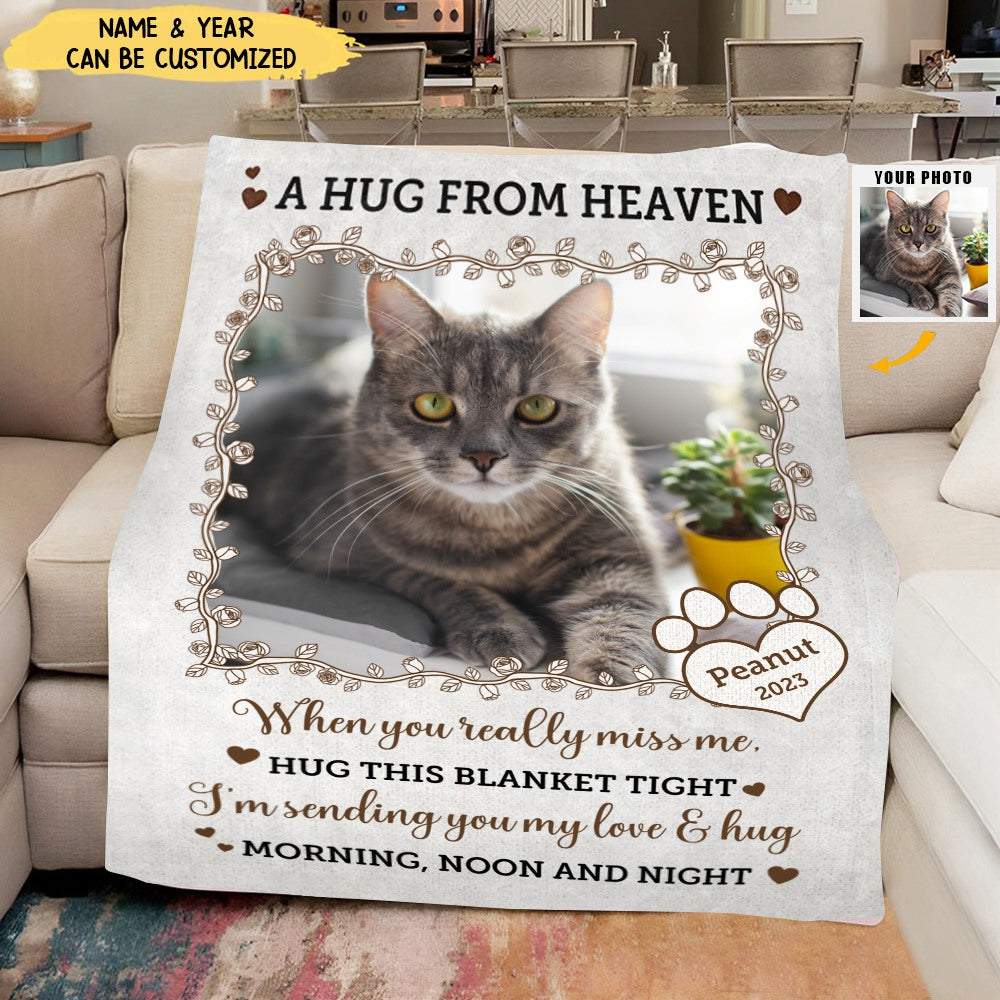 A Hug From Heaven - Personalized Custom Photo Memorial Blanket