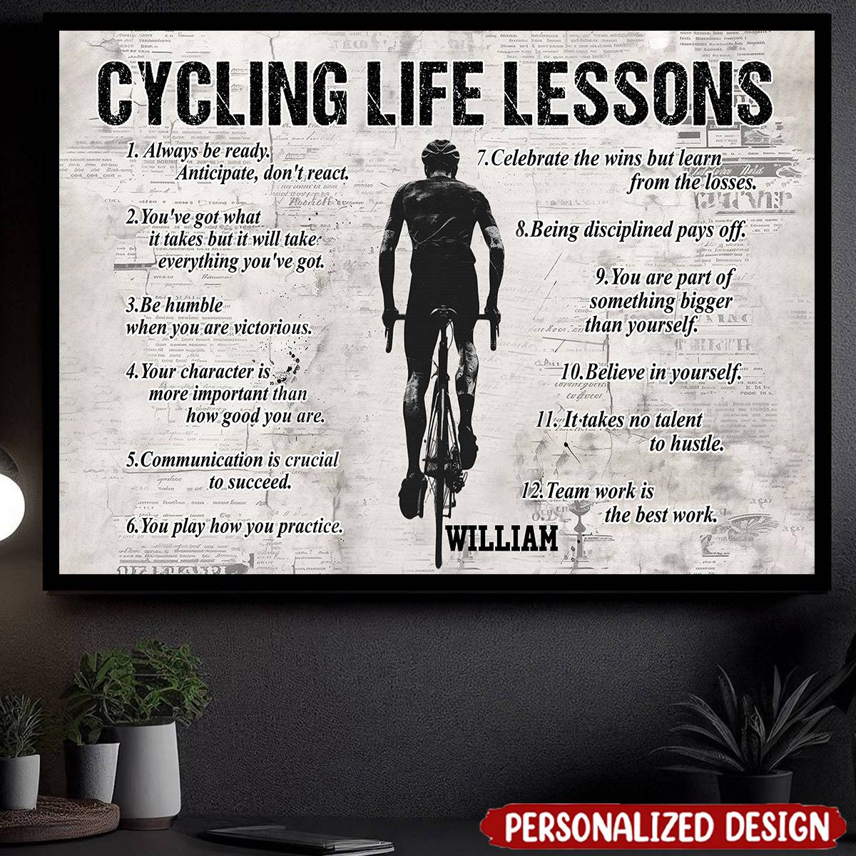 Personalized Cycling Life Lessons Poster / Canvas - Custom Gift For Cycling Lovers