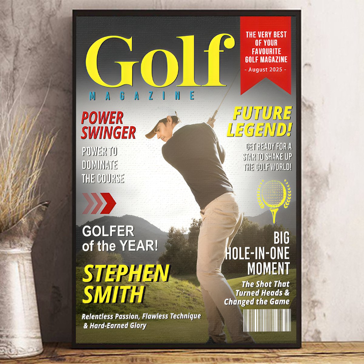 Personalized Custom Golf Magazine Cover Canvas / Poster - Unique Gift for Golf Lovers & Coaches