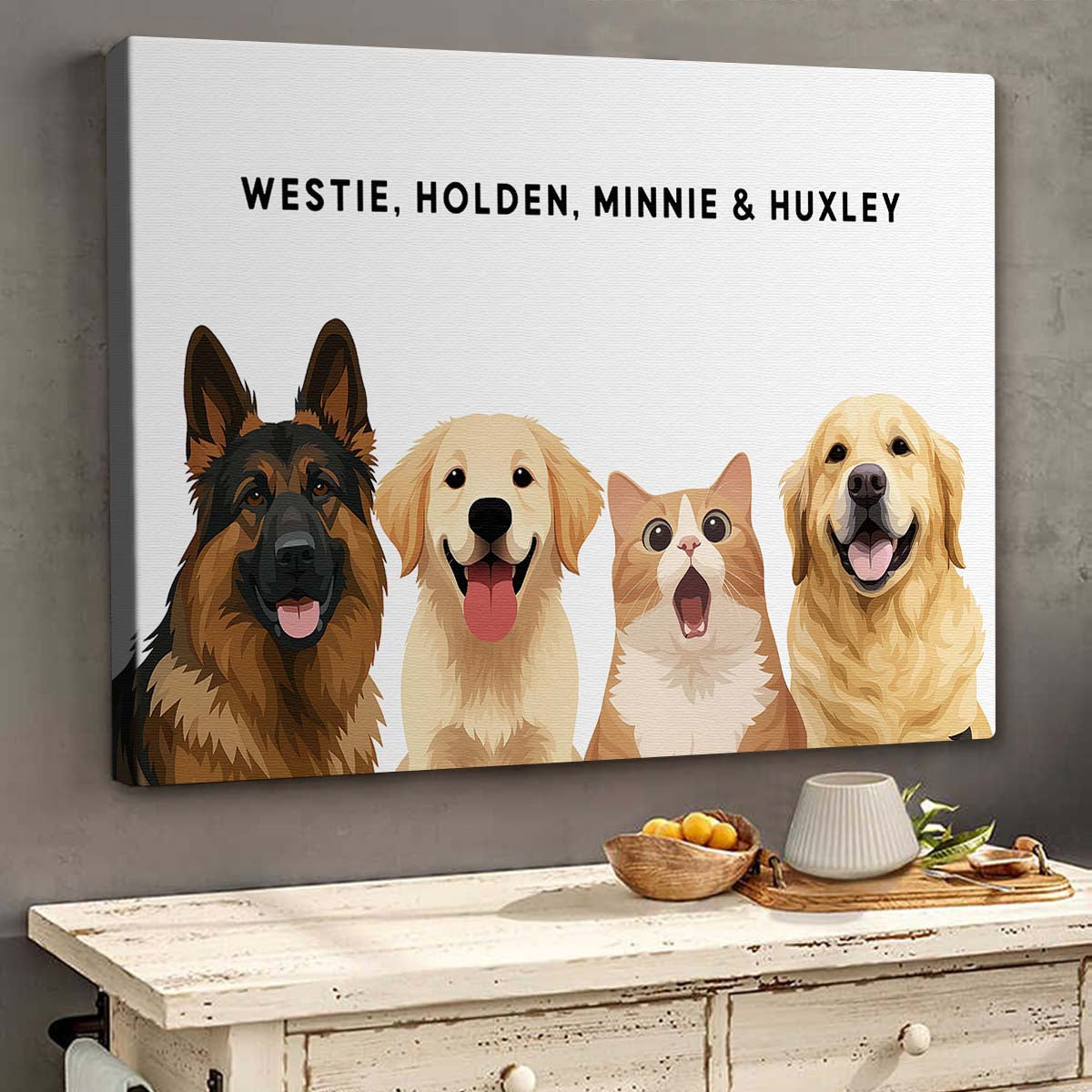 Personalized Customized Cute Art Style Of Your Fur Angels Canvas / Poster - Lovable Gift For Pet Lovers