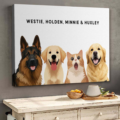 Personalized Customized Cute Art Style Of Your Fur Angels Canvas / Poster - Lovable Gift For Pet Lovers