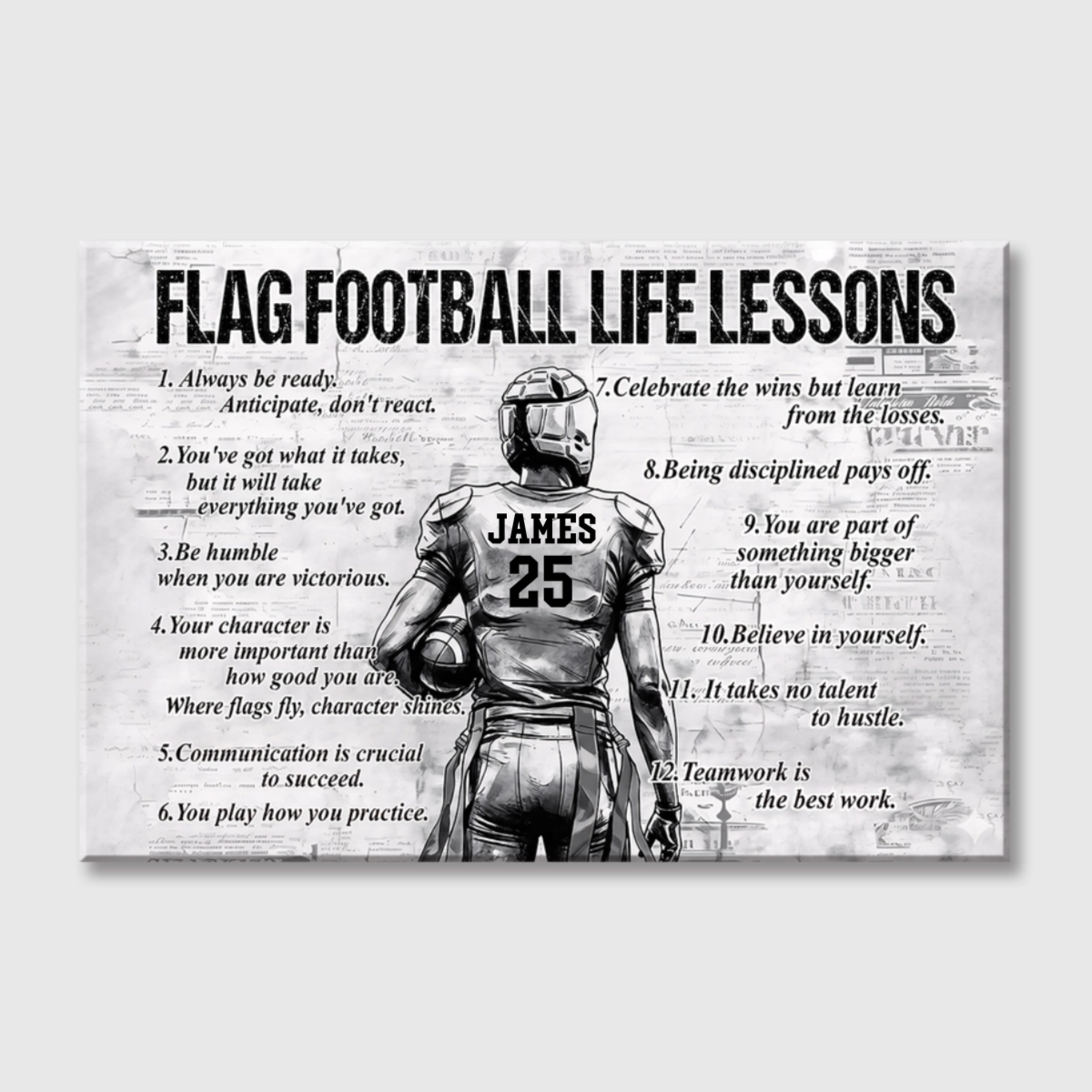 Personalized Flag Football Life Lessons Poster / Canvas - Custom Gift For Flag Football Enthusiast